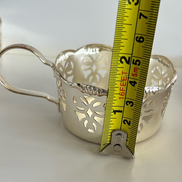 Vintage West German BMF Silver Plated Brass with Glass Inserts Cups & Saucers - Picture 12 of 14